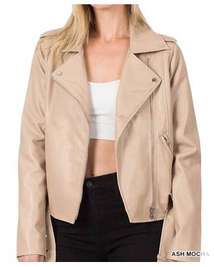 Zenana Belted Moto Jacket - Natural