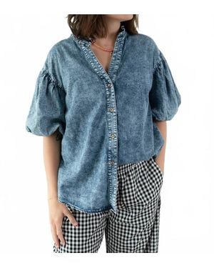 SAGE+FIG Sunday Morning Denim Blouse - Blue