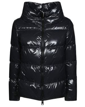 Herno Glossy Puffer Jacket With High Collar - Black