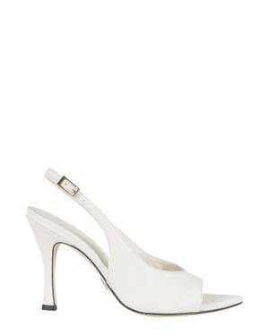 Giampaolo Viozzi Ivory Peep-Toe Slingback Strap Nappa Leather Sandals - White