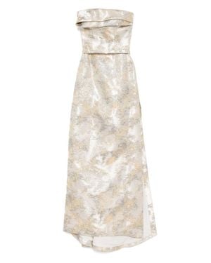 Saiid Kobeisy Brocade Long Fitted Dress - White