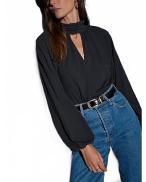 Nation Ltd Rosalie Keyhole Blouse - Blue