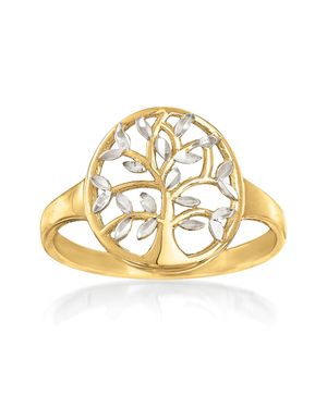 Ross-Simons 14Kt 2-Tone Cut-Out Tree Of Life Ring - Multicolor