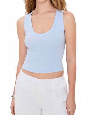 Enza Costa Supima Baby Rib Cropped Fitted U Tank Top - Blue