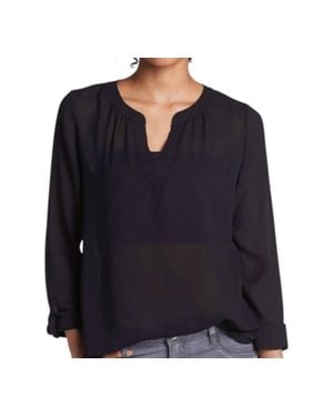 Halogen® Split Neck Blouse - Blue