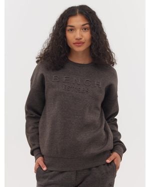 Bench Avyanna Deboss Logo Crew Neck Sweatshirt - Gray