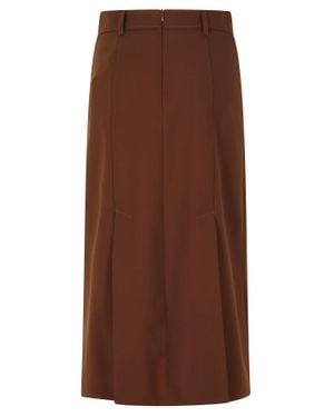 Semicouture Janette Pleated Front Polyester-Blend Skirt - Brown