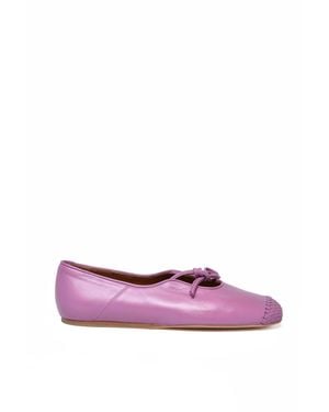 Naguisa Woven Smooth Leather Flats - Pink