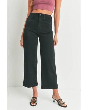 Just Black Denim Caroline Patch Pocket Wide Leg Jeans - Black