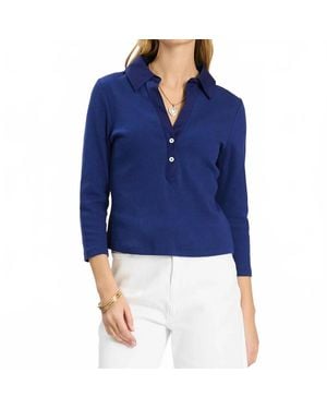 tyler boe Poppy Ribbed Polo Shirt - Blue