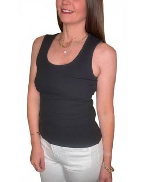 Velvet Heart Ribbed Scoop Neck Tank Top - Black