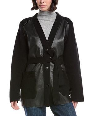 Bogner Roxana Leather Front Wool & Cashmere-Blend Jacket - Black