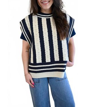 FRNCH Moss Street Stripe Side Tie Top - Blue