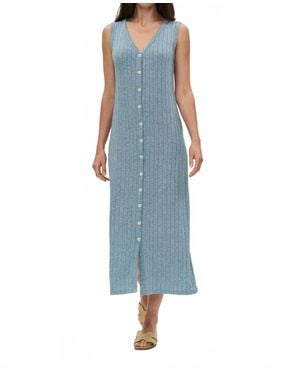 Six Fifty Sutton Ribbed Button Dress - Blue