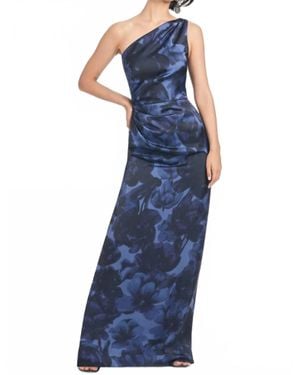 sachin & babi stretch satin one-shoulder side-slit maxi dress Sachin & Babi Bonnie One-shoulder Gown