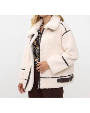 EsQualo Boell Bonded Suede And Faux Fur Aviator Jacket - Natural