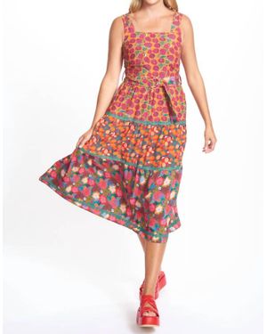 Emily Lovelock Kathleen Multi Print Midi Sundress - Red