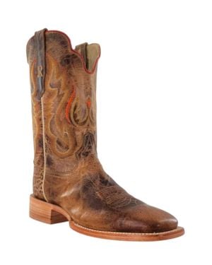 R. Watson Boots Crazy Goat Skin Hybred Sole Cowboy Boot - Brown