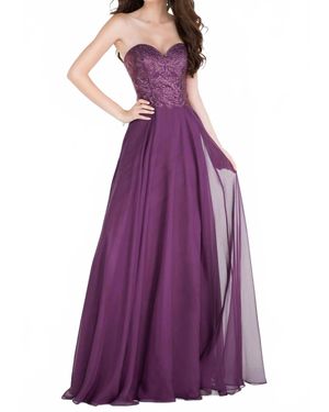 Alyce Paris Strapless Embellished Chiffon Gown - Purple