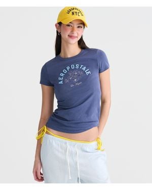 Aéropostale Flowers Appliqué Graphic Tee - Blue