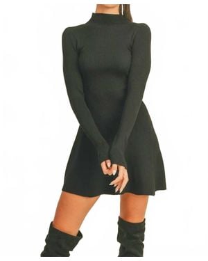 Klesis Ribbed Long Sleeve Mini Dress - Green