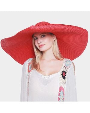 Fashnzfab Fashion Solid Straw Sun Hat - Red