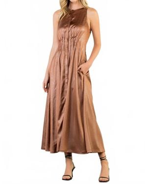 Thml Landry Pleated Sleeveless Maxi Dress - Brown