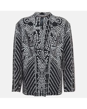 Norma Kamali Printed Lycra Single Breasted Straight Fit Jacket - Black