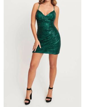 Faviana Short Sequin Sheath Dress - Green