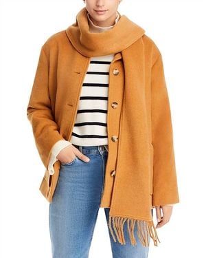 Aqua Scarf Collar Coat - Orange