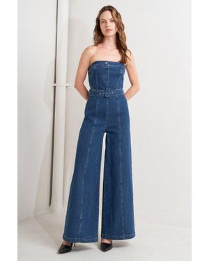 TRUEDAMES Retro Dive Denim Jumpsuit - Blue