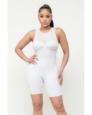 TRUEDAMES Poinetlle Stitch Romper - White