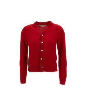 Comme des Garçons Pure Cashmere Cropped V-Neck Cardigan - Red