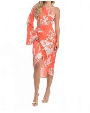 Steffany Milano Sunset Bloom Asymmetrical Dress - Red