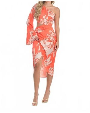 Steffany Milano Sunset Bloom Asymmetrical Dress - Red
