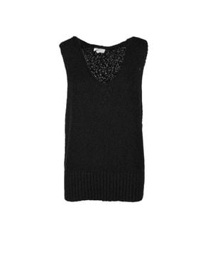 Elvine V-Neck Cotton Vest - Black