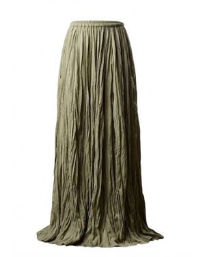 Elle Grey Elegant Crinkled Maxi Skirt - Green