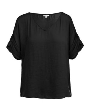 Naked Zebra V-Neck Satin Top - Black