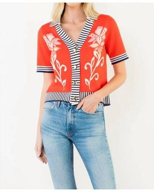Thml Floral Button Front Cardigan - Blue