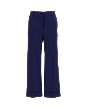 Alberto Biani Wide-Leg Pressed Crease Pants - Blue