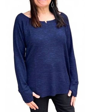 Ariella High Low Long Sleeve Top - Blue