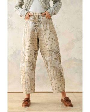 Miou Muse Garden Print Barrel Pants - Natural