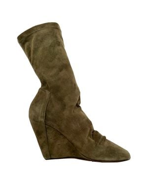 Rick Owens Cantilever Open-Toe Wedge Boots - Green