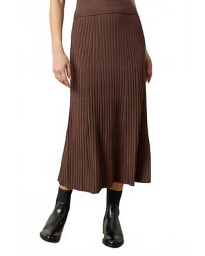 Lilla P Straight Rib Skirt - Brown