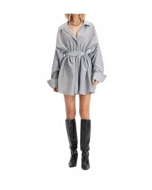 Theo the Label Echo Plaid Fit-And-Flare Mini Dress - Gray