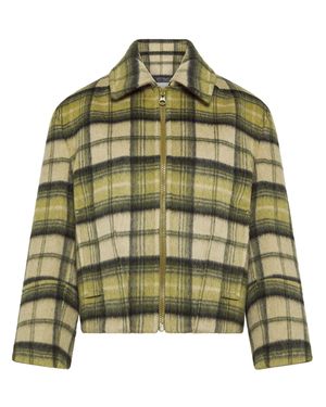 Cruna Cropped Plaid Trench Coat - Green