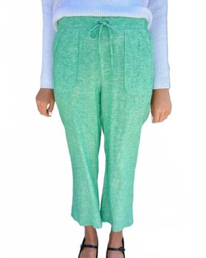 Pure Amici Linen Drawstring Ankle Pant - Green