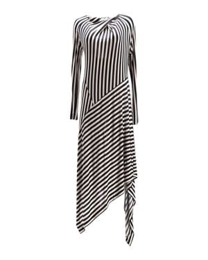 Petar Petrov Striped Viscose Midi Dress - White