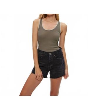 Michael Stars Miley Ribbed Lace Tank Top - Black