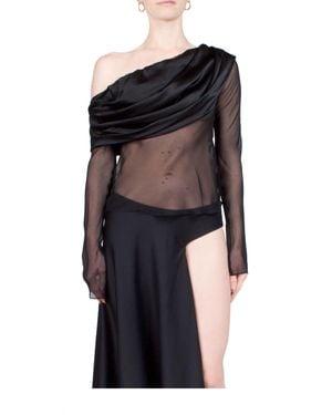 Christopher Esber Vilenica Veiled Off The Shoulder Top - Black
